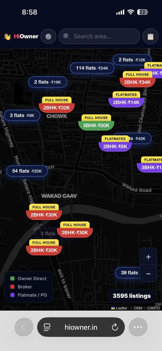 Flat for Rent in Pune, Pune — no brokerage owner direct